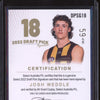 Josh Weddle 2023 Select Legacy AFL DPSG18 Draft Pick Signature Gold RC 59/90