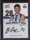 Brayden George 2023 Select Legacy AFL DPSG26 Draft Pick Signature Gold RC 79/90