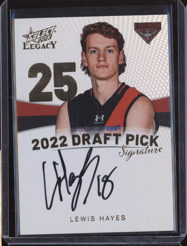 Lewis Hayes 2023 Select Legacy AFL DPSG25 Draft Pick Signature Gold RC 59/90