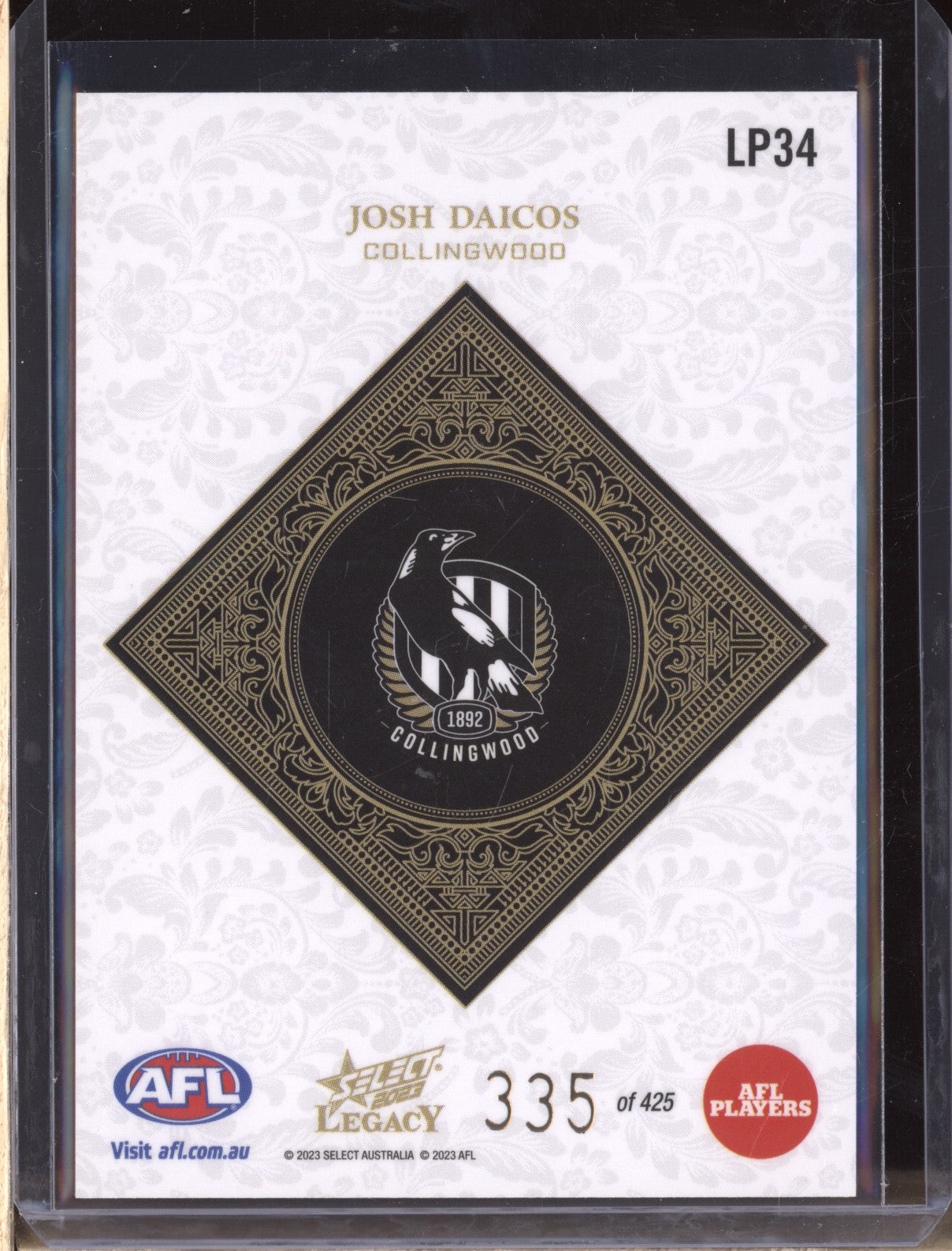 Josh Daicos 2023 Select Legacy AFL LP34 Legacy Plus 335/425