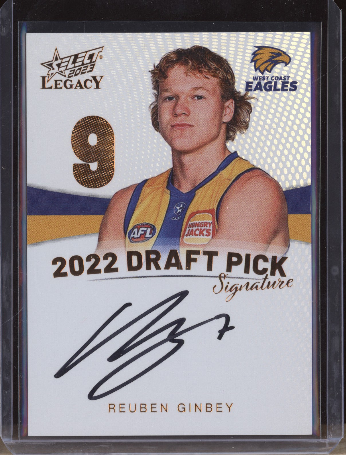 Reuben Ginbey 2023 Select Legacy AFL Draft Pick Signature Copper RC 119/175