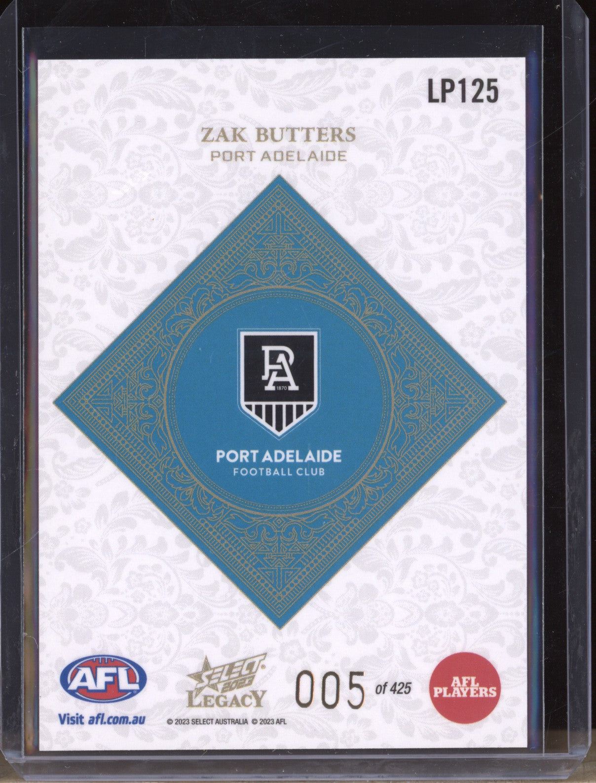 Zak Butters 2023 Select Legacy AFL LP125 Legacy Plus Low 005/425