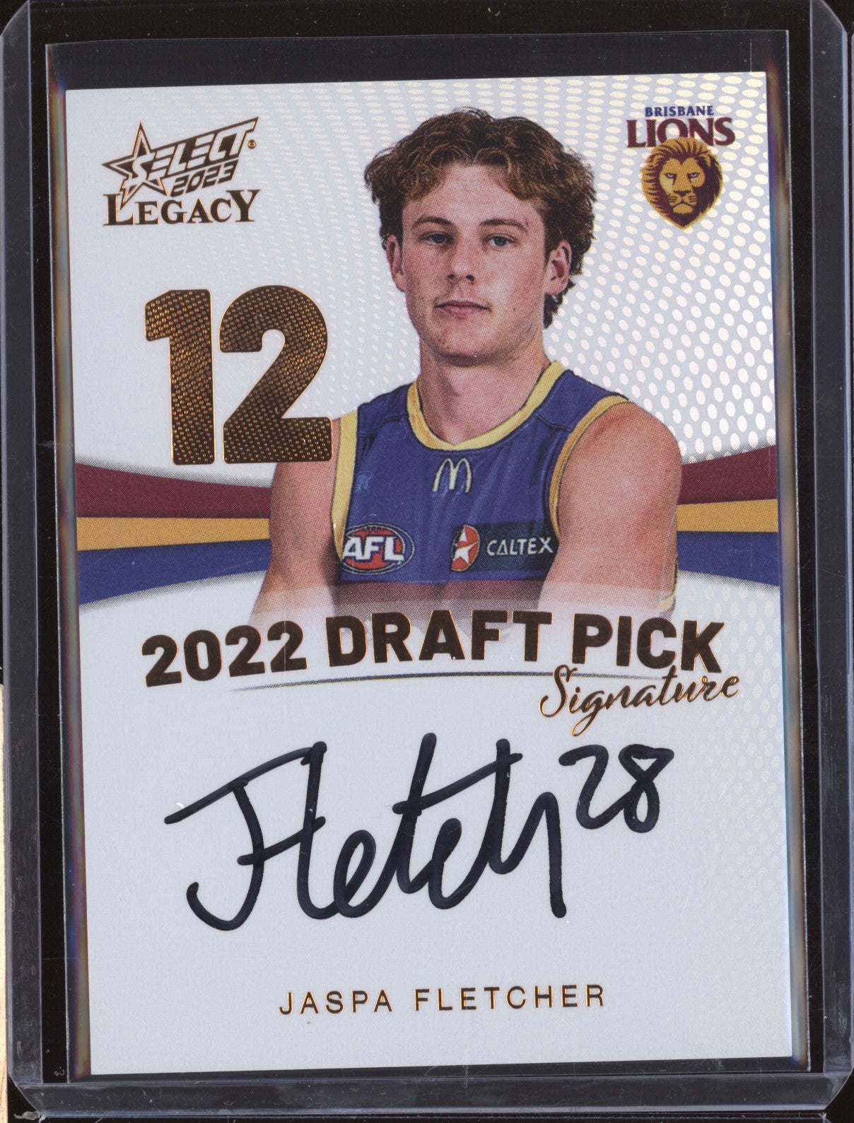 Jaspa Fletcher 2023 Select Legacy AFL Draft Pick Signature Copper RC 070/175