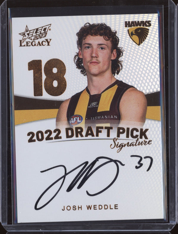 Josh Weddle 2023 Select Legacy AFL DPSC18 Draft Pick Signature Copper RC 125/175