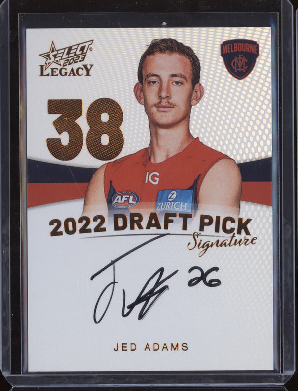 Jed Adams 2023 Select Legacy AFL DPSC38 Draft Pick Signature Copper RC 28/175