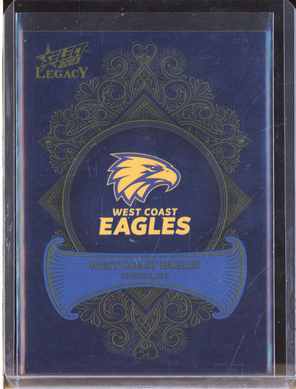 West Coast Checklist 2023 Select Legacy AFL LP162 Legacy Plus Low 003/425