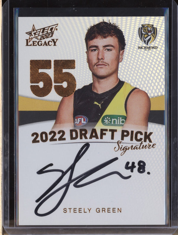 Steely Green 2023 Select Legacy AFL Draft Pick Signature Copper RC 134/175