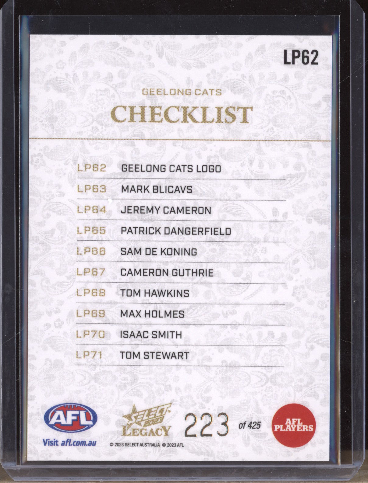 Geelong Logo Checklist 2023 Select Legacy AFL LP62 Legacy Plus 223/425