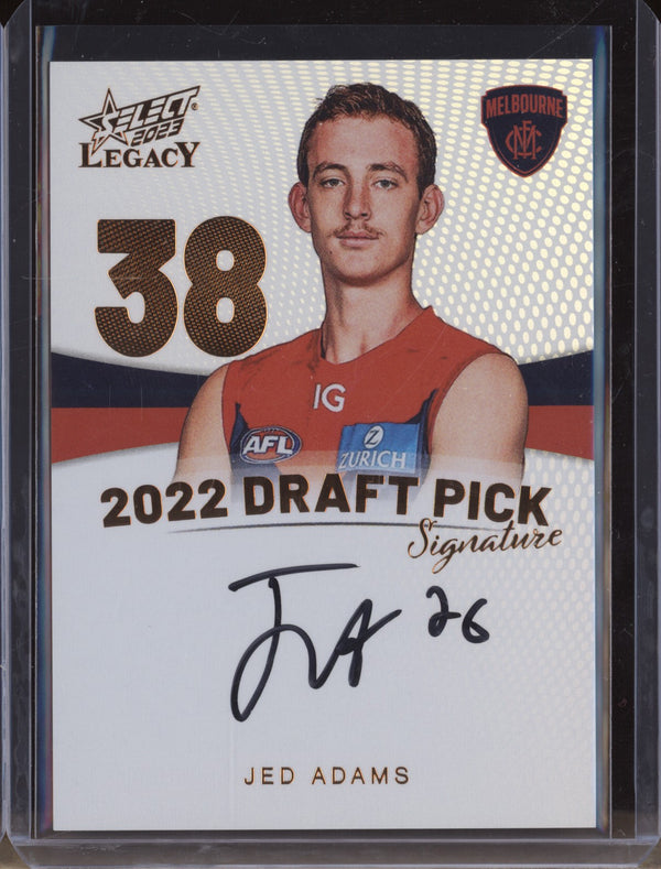 Jed Adams 2023 Select Legacy AFL DPSC38 Draft Pick Signature Copper RC 130/175