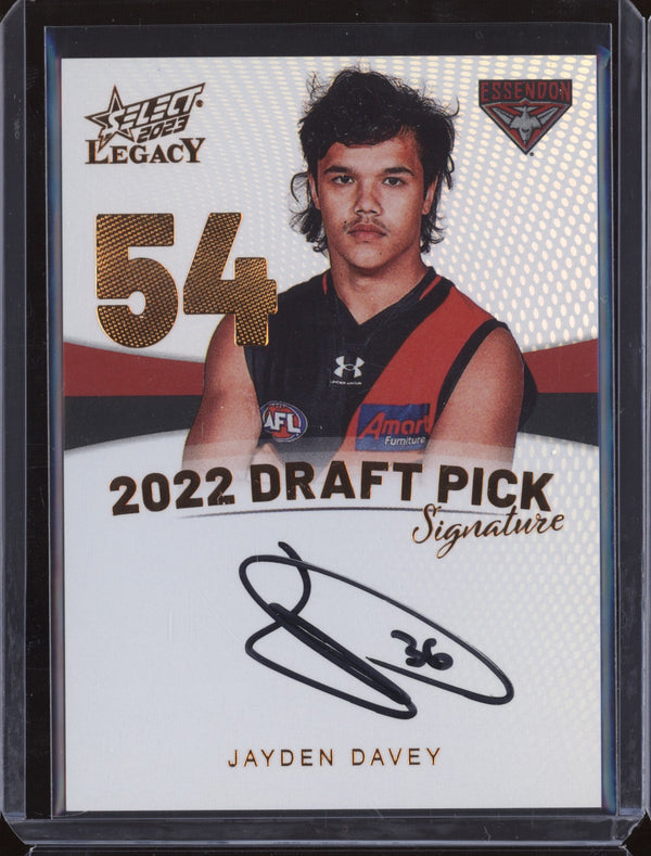 Jayden Davey 2023 Select Legacy AFL Draft Pick Signature Copper RC 030/175