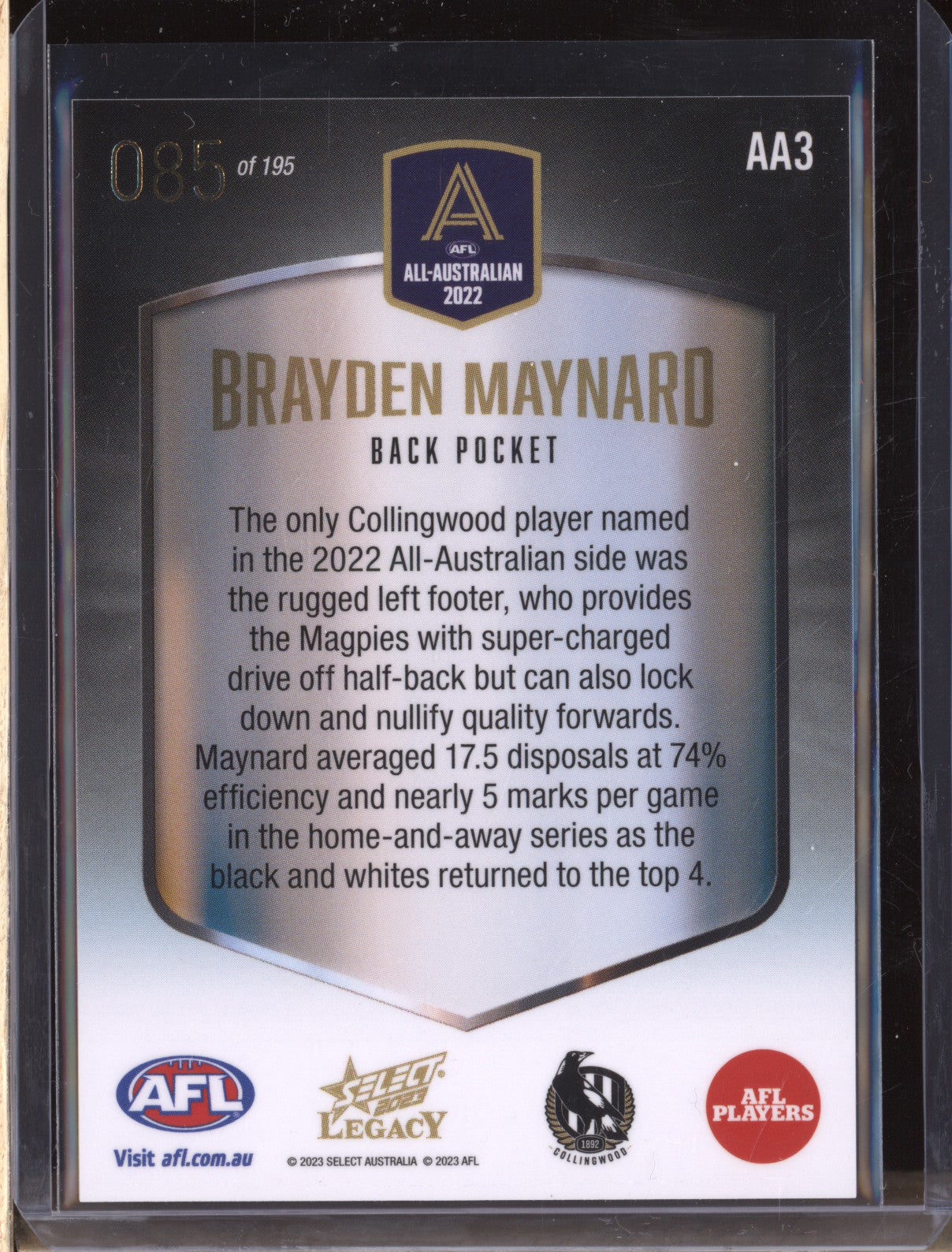 Brayden Maynard 2023 Select Legacy AFL AA3 2022 All-Australian 085/195