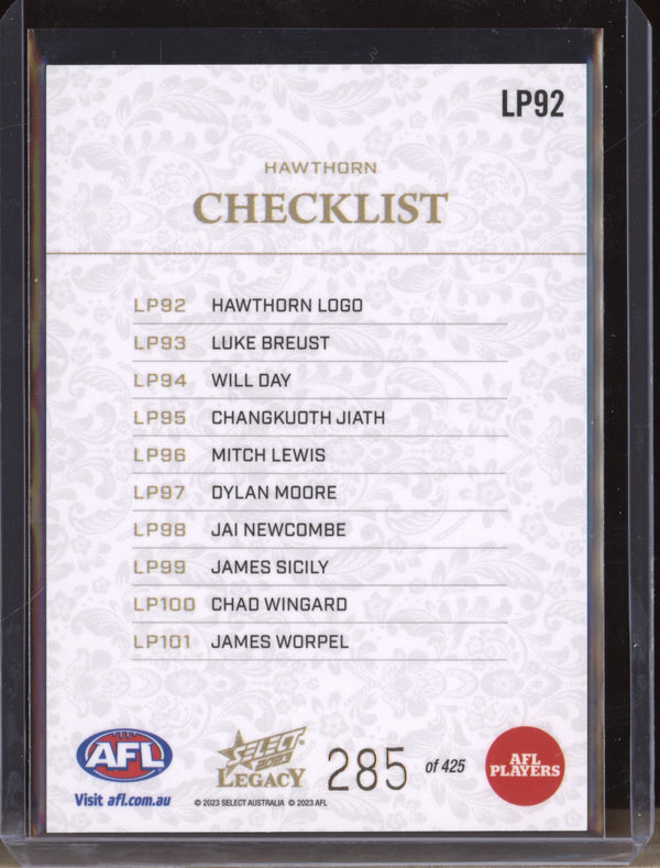 Hawthorn Logo Checklist 2023 Select Legacy AFL LP92 Legacy Plus 285/425