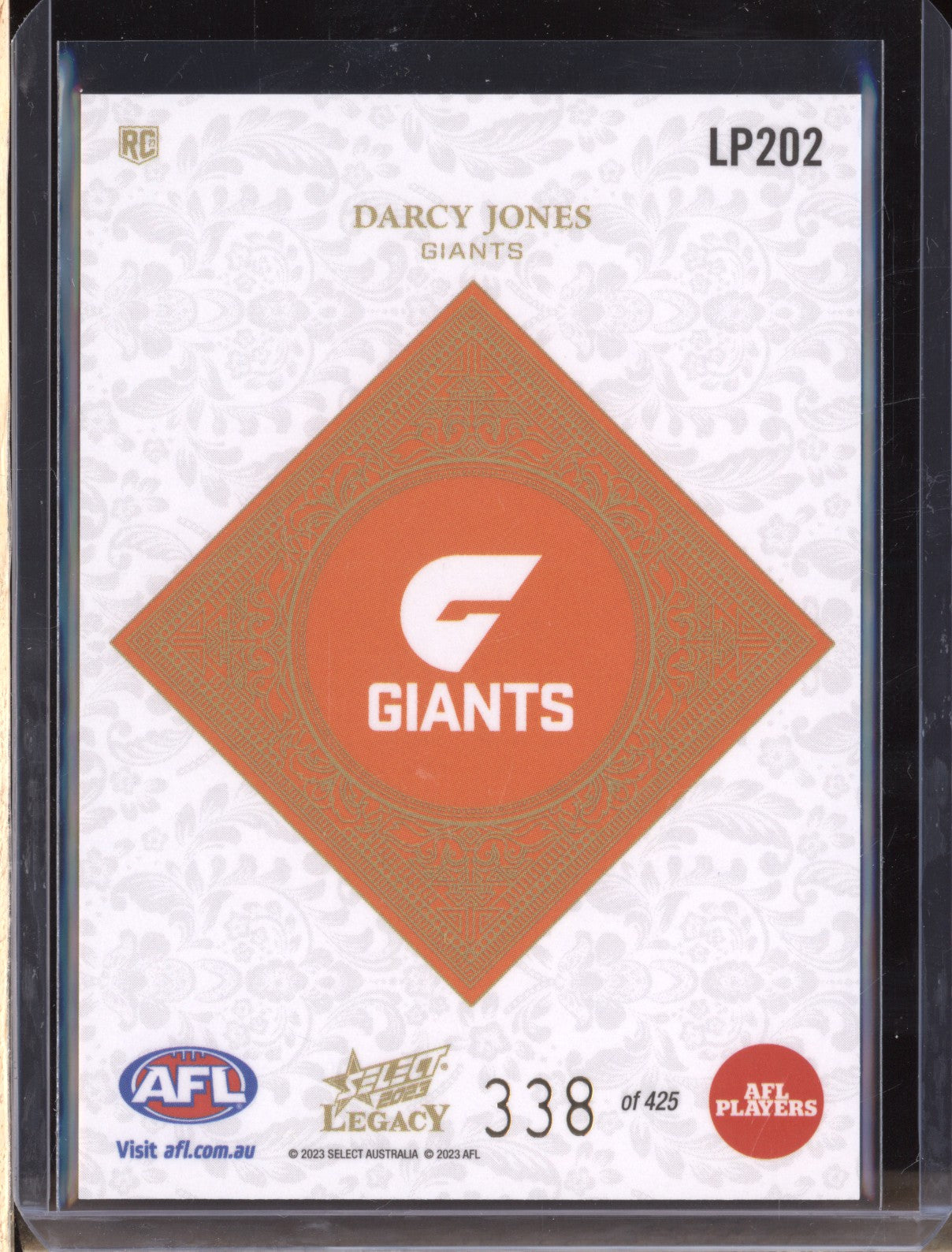 Darcy Jones 2023 Select Legacy AFL LP202 Legacy Plus RC 338/425