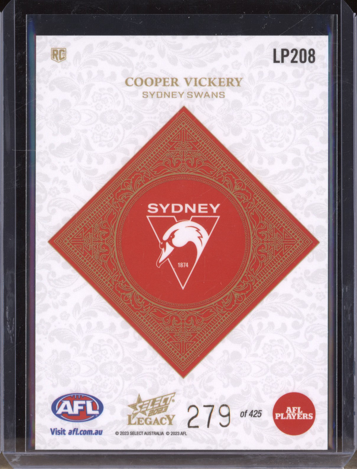 Cooper Vickery 2023 Select Legacy AFL LP208 Legacy Plus RC 279/425