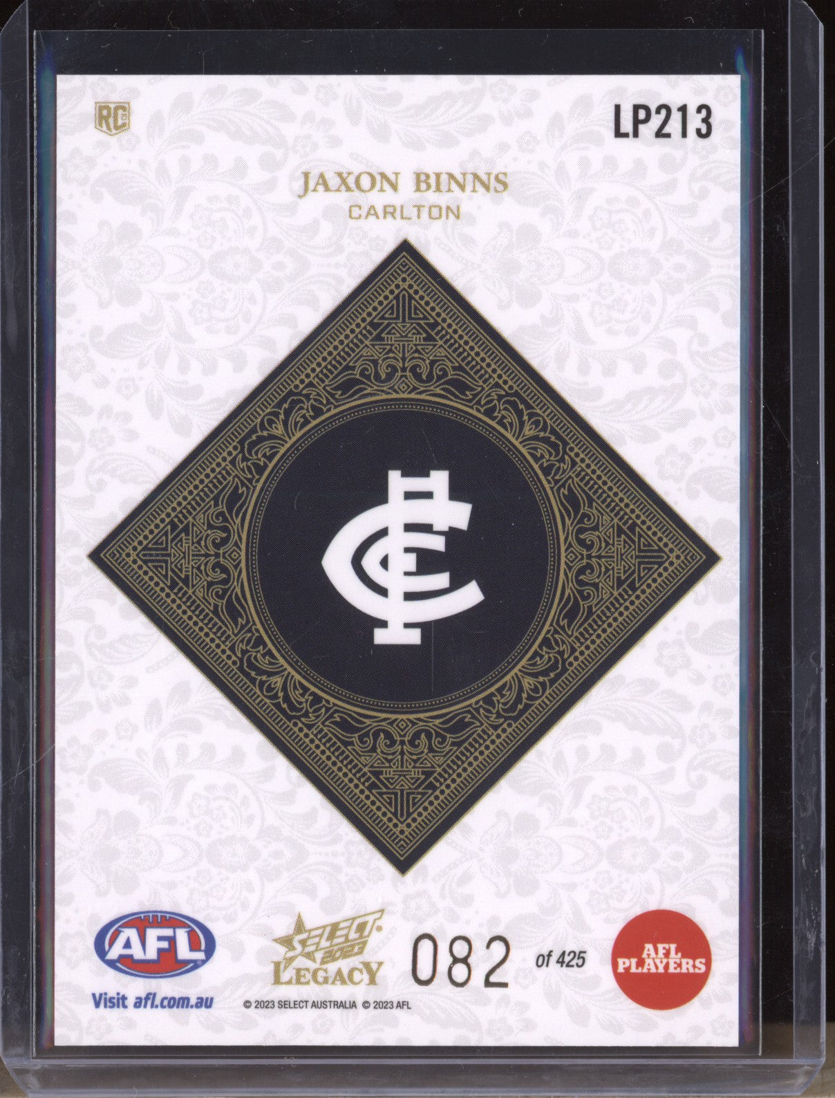 Jaxon Binns 2023 Select Legacy AFL LP213 Legacy Plus RC 82/425