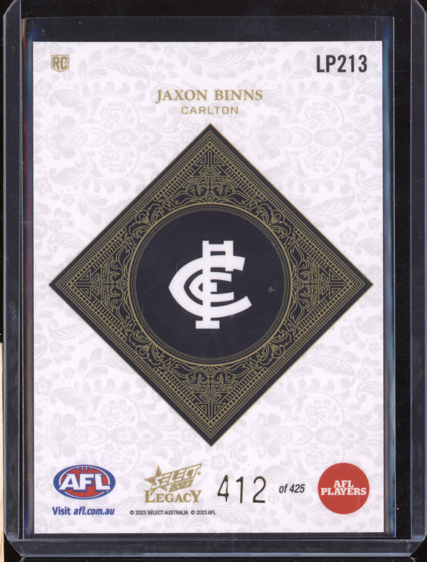 Jaxon Binns 2023 Select Legacy AFL LP213 Legacy Plus RC 412/425