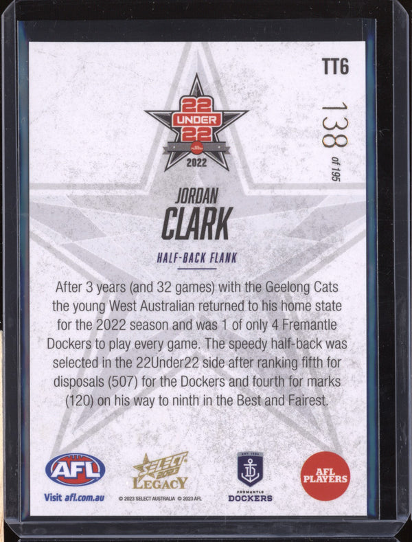 Jordan Clark 2023 Select Legacy AFL TT6 22 Under 22 138/195