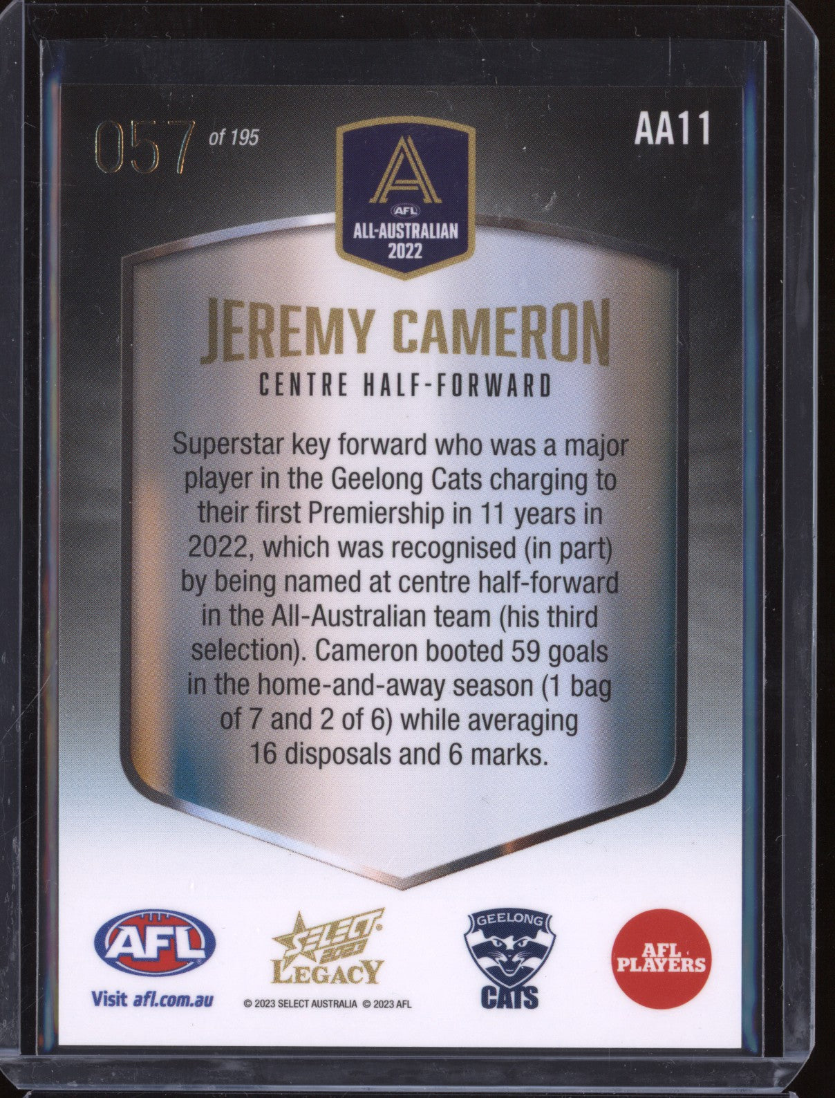 Jeremy Cameron 2023 Select Legacy AFL AA11 2022 All-Australian 57/195