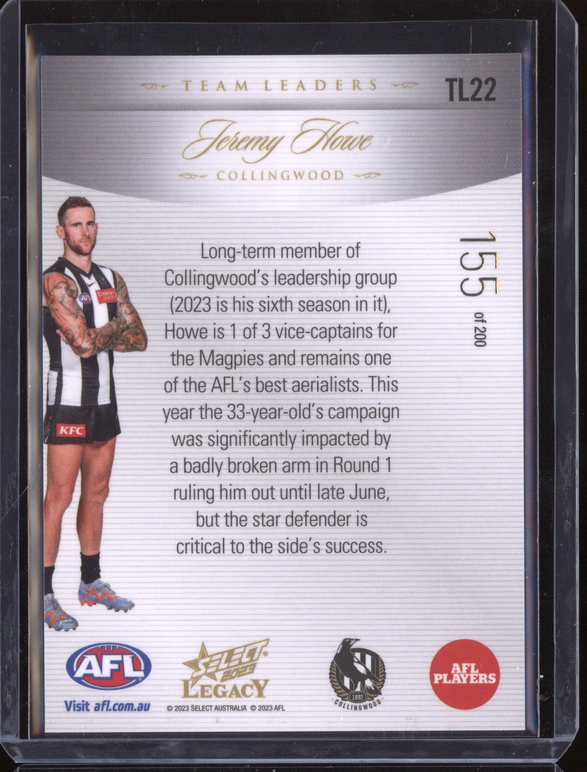 Jeremy Howe 2023 Select Legacy AFL TL22 Team Leaders 155/200