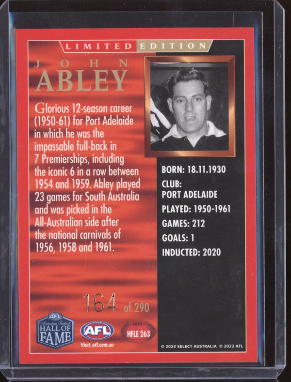 John Abley 2023 Select Legacy AFL Hall of Fame Inductees Limited Edition 164/290