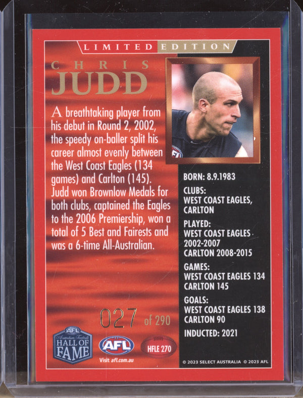 Chris Judd 2023 Select Legacy AFL Hall of Fame Inductees Limited Edition 027/290