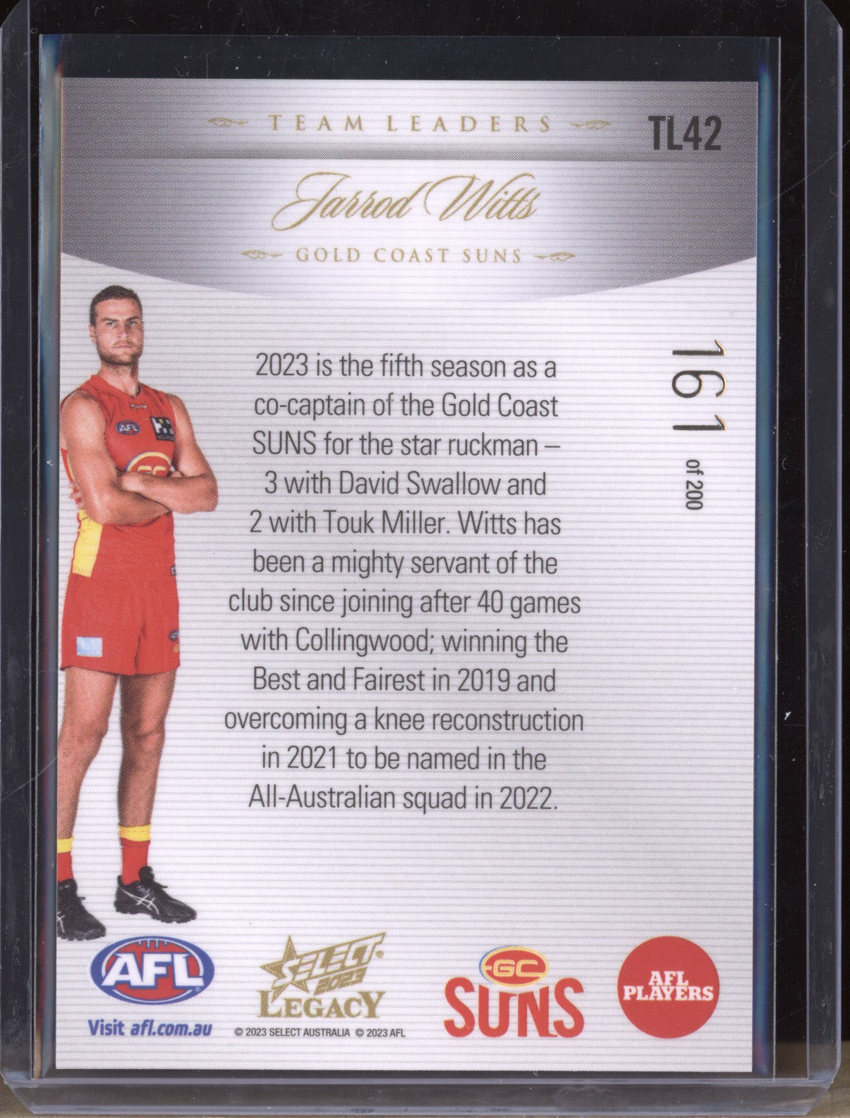 Jarrod Witts 2023 Select Legacy AFL TL42 Team Leaders 161/200