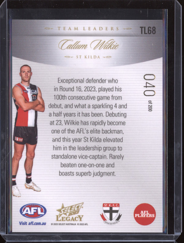 Callum Wilkie 2023 Select Legacy AFL TL68 Team Leaders 40/200