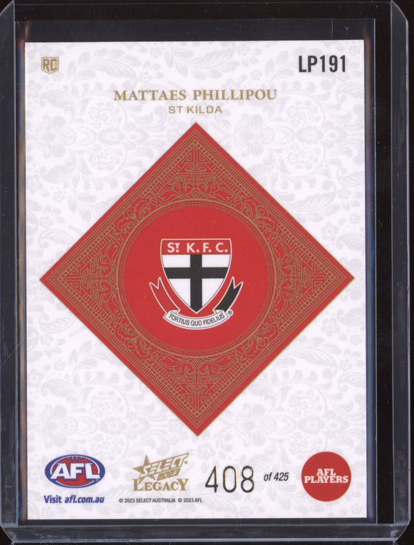 Mattae Phillipou 2023 Select Legacy AFL LP191 Legacy Plus RC 408/425