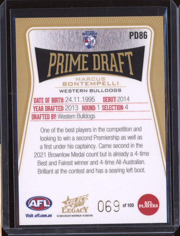 Marcus Bontempelli 2023 Select Legacy AFL PD86 Prime Draft 069/100
