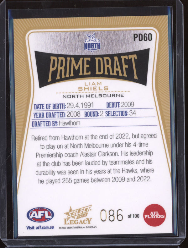 Liam Shiels 2023 Select Legacy AFL PD60 Prime Draft 086/100