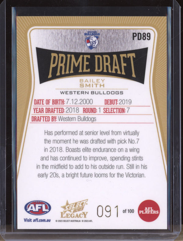 Bailey Smith 2023 Select Legacy AFL PD89 Prime Draft 091/100