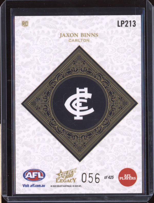 Jaxon Binns 2023 Select Legacy AFL LP213 Legacy Plus RC 56/425