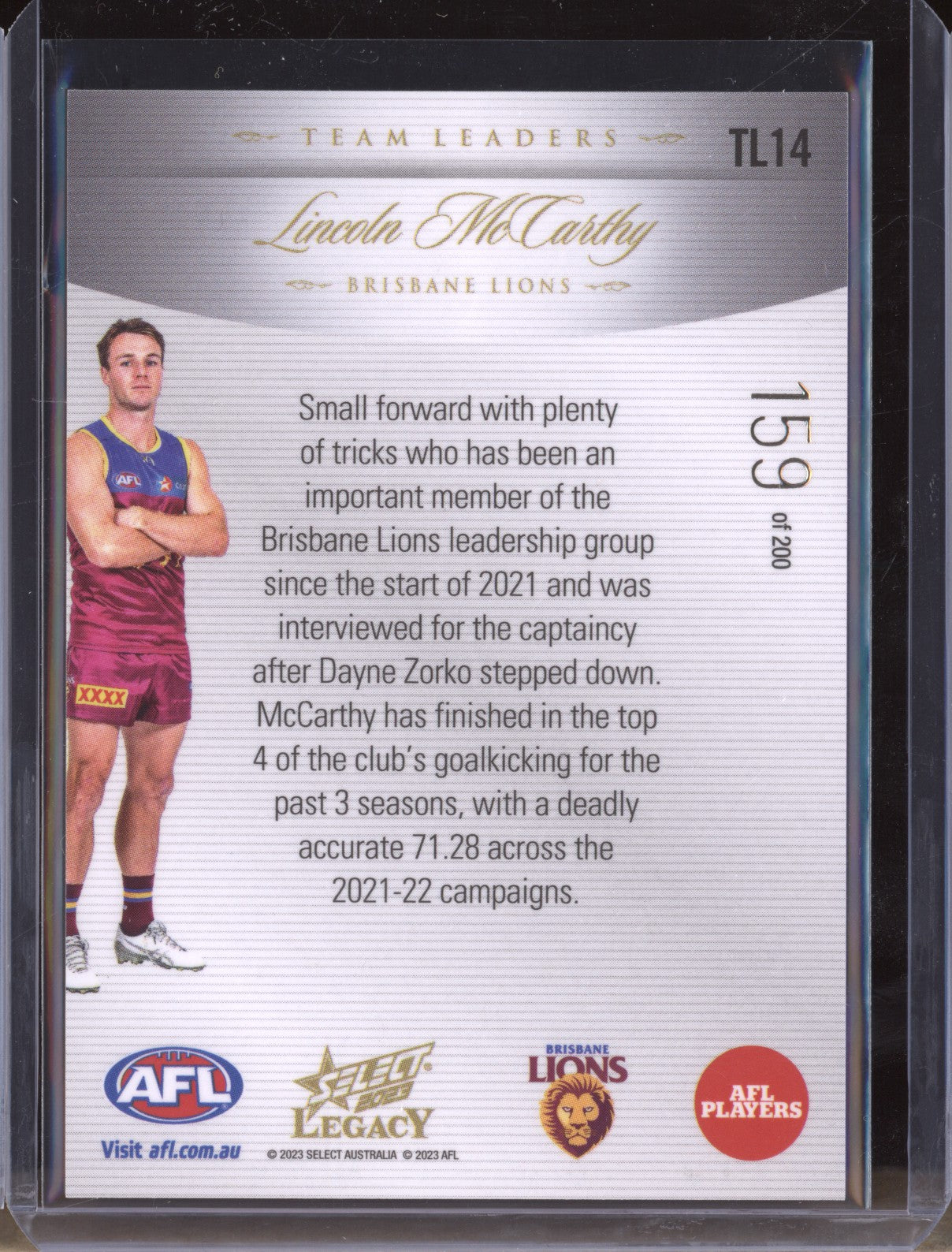 Lincoln McCarthy 2023 Select Legacy AFL TL14 Team Leaders 159/200