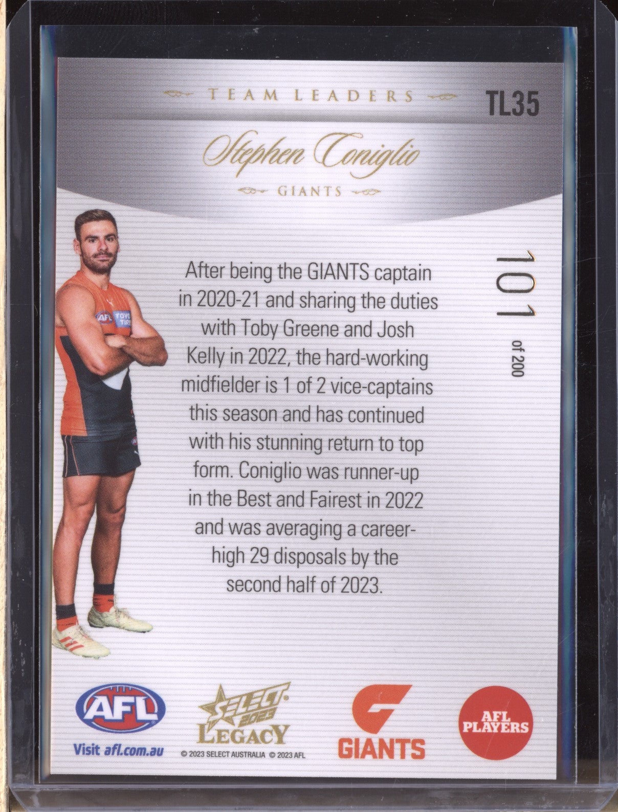 Stephen Coniglio 2023 Select Legacy AFL TL35 Team Leaders 101/200