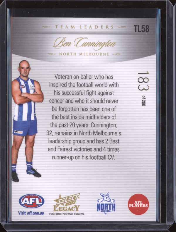 Ben Cunnington 2023 Select Legacy AFL TL58 Team Leaders 183/200