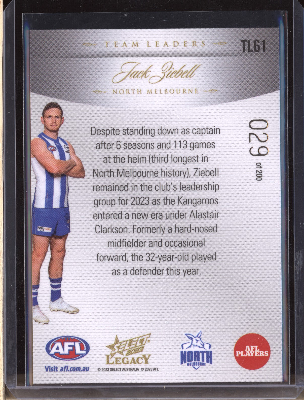 Jack Ziebell 2023 Select Legacy AFL TL61 Team Leaders 029/200