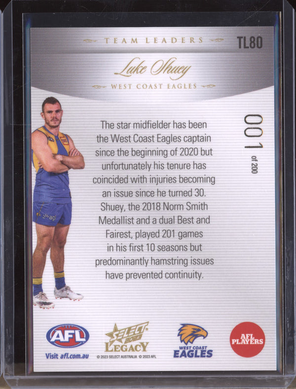 Luke Shuey 2023 Select Legacy AFL TL80 Team Leaders Low 001/200