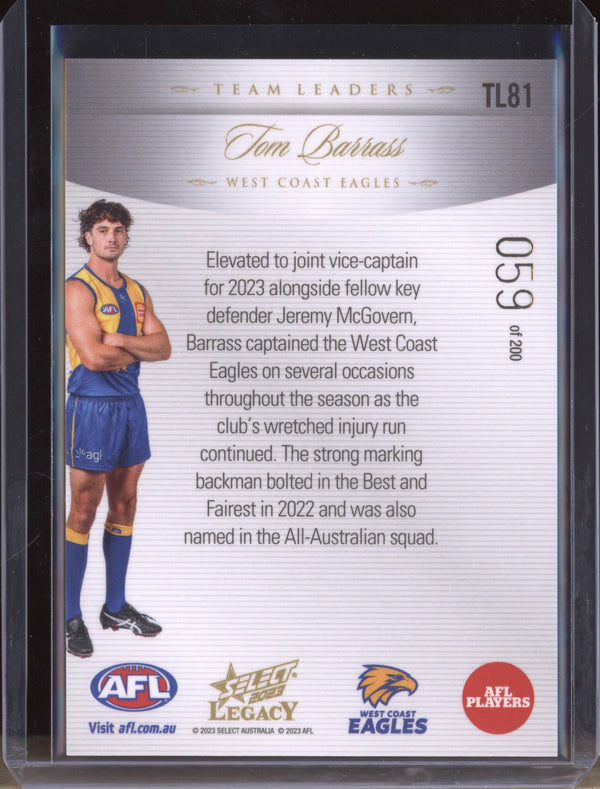 Tom Barrass 2023 Select Legacy AFL TL81 Team Leaders 059/200