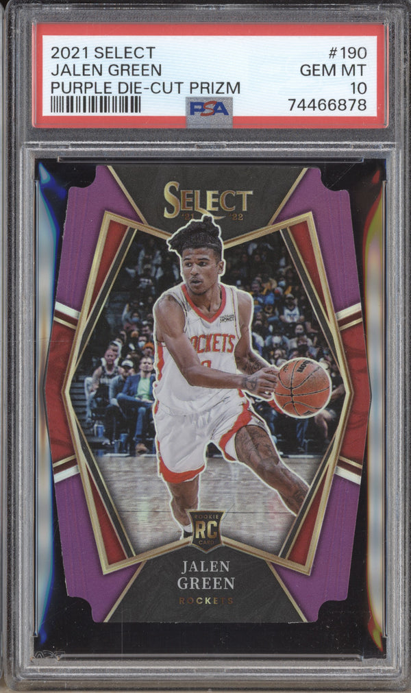 Jalen Green 21-22 Panini Select Premier Level Purple Die Cut RC 42/99 PSA 10 LPZ