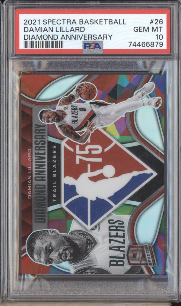 Damian Lillard 21-22 Panini Spectra 26 Diamond Anniversary 75th PSA 10 LPZ