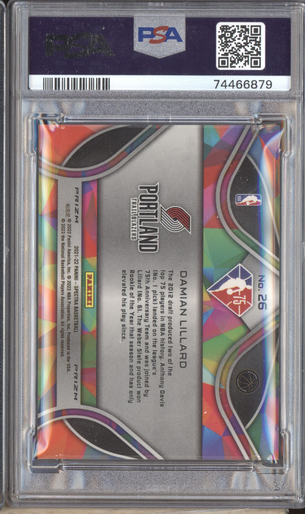 Damian Lillard 21-22 Panini Spectra 26 Diamond Anniversary 75th PSA 10 LPZ