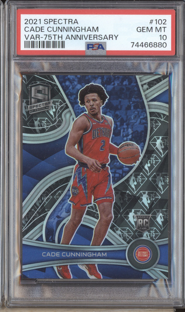 Cade Cunningham 21-22 Panini Spectra 102 75th Anniversary RC PSA 10 LPZ