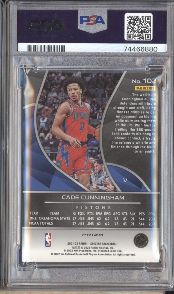 Cade Cunningham 21-22 Panini Spectra 102 75th Anniversary RC PSA 10 LPZ