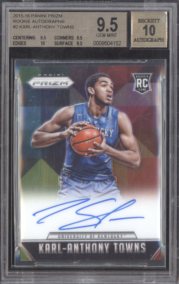 Karl-Anthony Towns 2015-16 Panini Prizm RS-KAT Rookie Autograph RC BGS 9.5/10