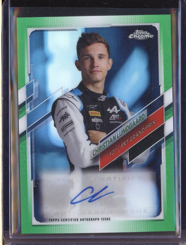 Christian Lundgaard 2021 Topps Chrome Formula 1 CA-CLU Green Auto 43/99