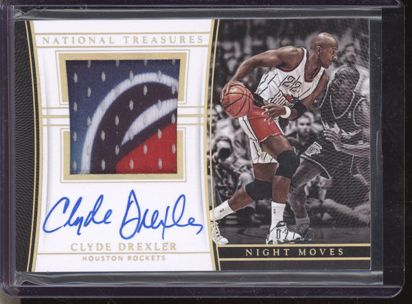 Clyde Drexler 2015-16 Panini National Treasures NM-CDR Night Moves Jersey Auto Prime 2/10