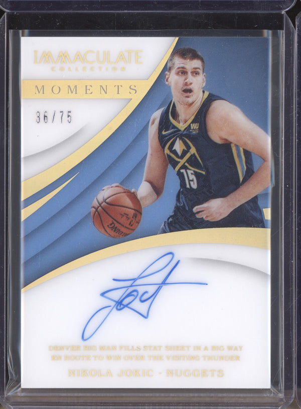 Nikola Jokic 2017-18 Panini Immaculate IM-NJ Immaculate Moments Auto 36/75