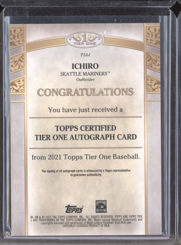 Ichiro 2021 Topps Tier One TIA-1 Silver Ink Auto 04/10