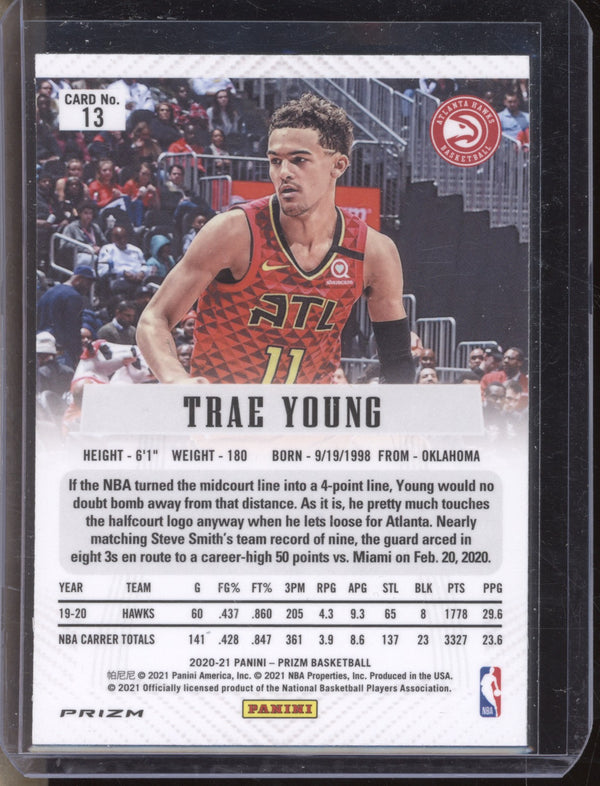 Trae Young 2020-21 Panini Prizm 13 Prizm Flashback Silver