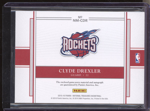 Clyde Drexler 2015-16 Panini National Treasures NM-CDR Night Moves Jersey Auto Prime 2/10